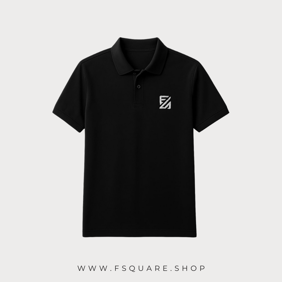 Classic Black Polo T-Shirt with Embroidered Logo