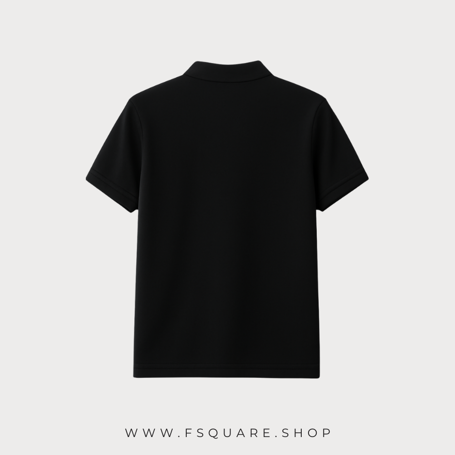 Classic Black Polo T-Shirt with Embroidered Logo